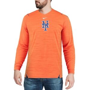 Men's New York Mets Nike Orange  Breathe Long Sleeve Performance T-Shirt Size M